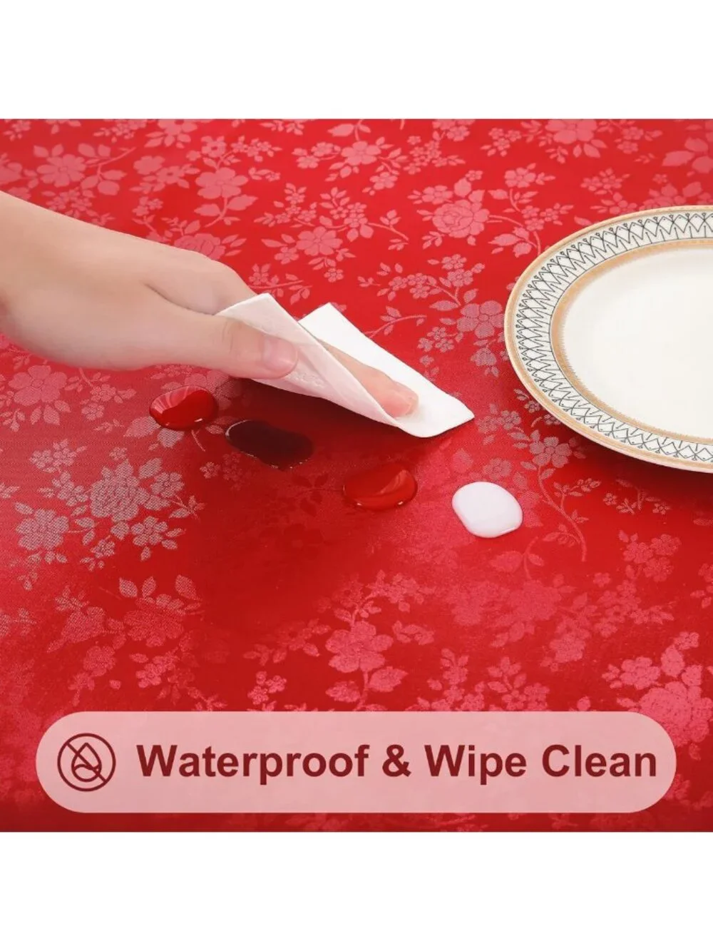 Waterproof Heavy Duty Vinyl Tablecloth, Rectangle 60x84 Inch, Durable & Easy